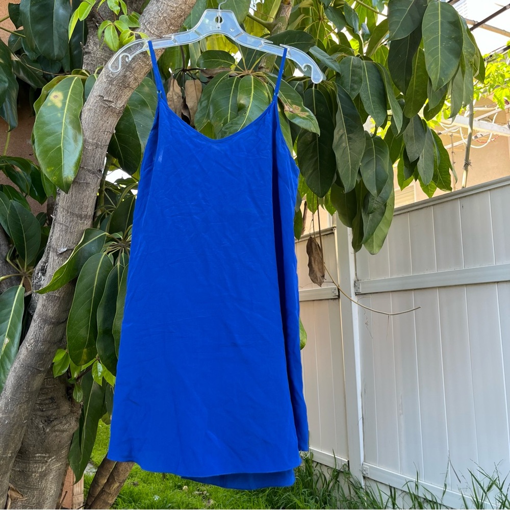 Aritzia Wilfred Blue 100% Silk Mini Dress.